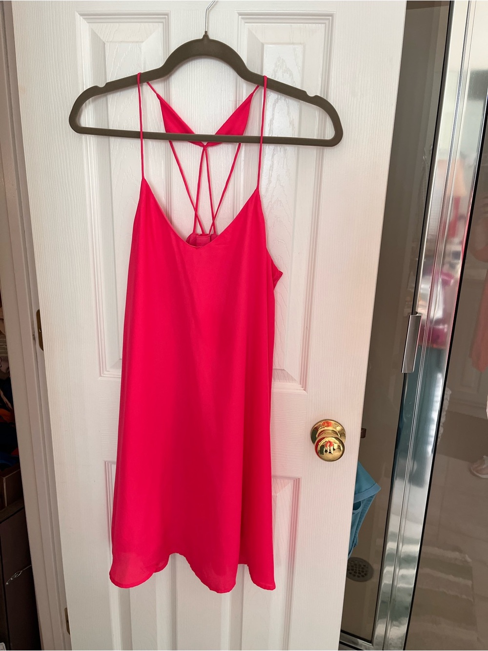 Very J Hot Pink Strappy Slip Dress
